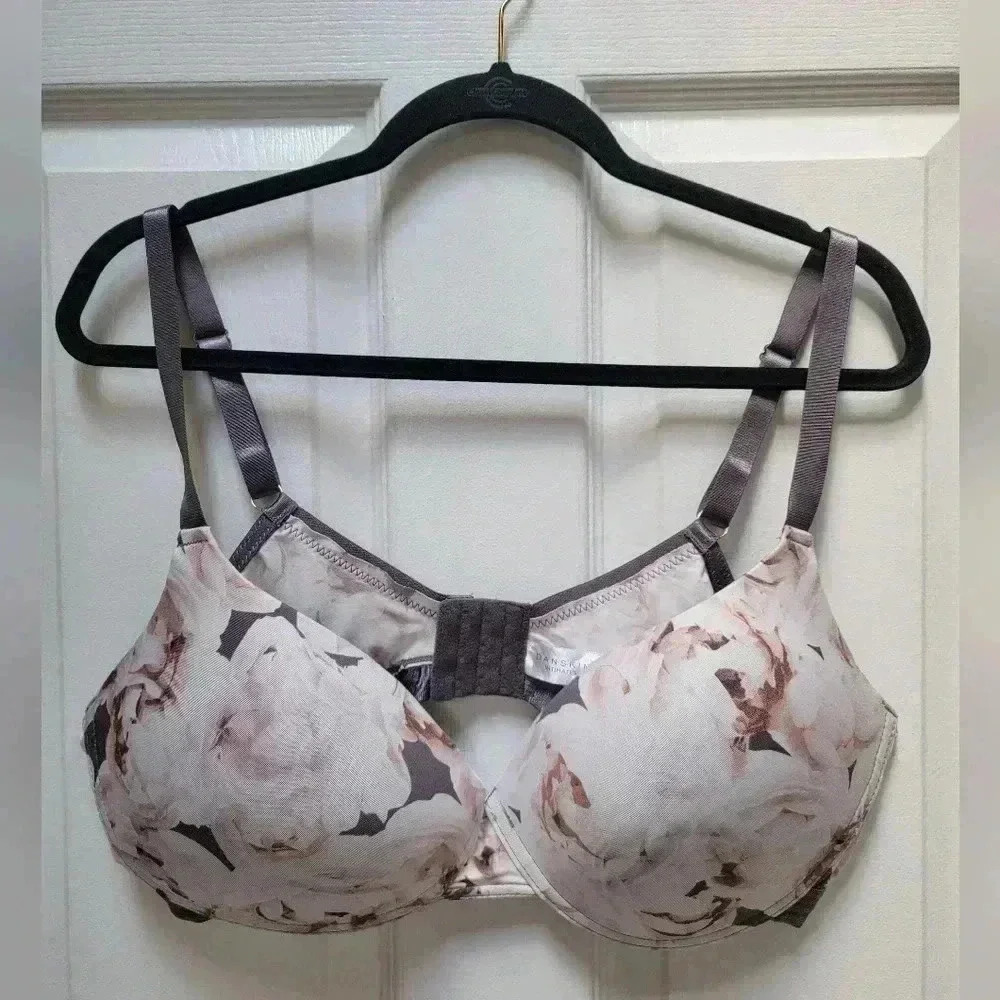 Danskin Women's No Underwire Lightly Padded Bra Rose Pattern Plus Size 40D